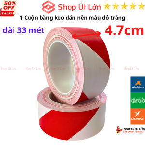 1 Cuộn băng keo dán nền màu đỏ trắng băng dính dán sàn rộng 4.7cm dài 33 mét- Shop Út Lớn