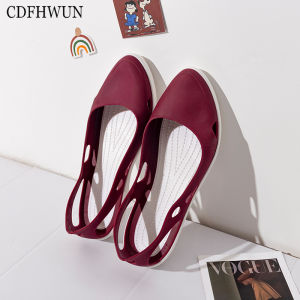 Cdfhwun รองเท้าแตะสำหรับสตรีฤดูร้อนเกาหลีสไตล์2021รองเท้าแบบมีรูระบายผู้หญิงหนา-ลื่นรองเท้าแตะชายหาดรองเท้าวุ้น