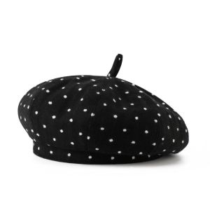 FXUP Cổ điển Mũ Beret Len Phong cách Hàn Quốc Chấm bi Mũ Beret Nữ Thanh lịch Mềm mại Mũ Beret của họa sĩ dành cho phụ nữ