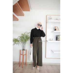 Celana Kulot Plisket Lidi Premium/ Zarra Kulot Panjang Wanita