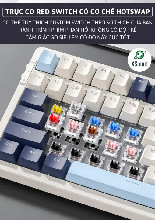 Bàn Phím Cơ Không Dây Máy Tính K8BT Bluetooth 5.0 Hotswap Red Switch LED Gaming, Gõ Êm, Lót Foam | BigBuy360 - bigbuy360.vn Bàn Phím Cơ Không Dây Máy Tính K8BT Bluetooth 5.0 Hotswap Red Switch LED Gaming, Gõ Êm, Lót Foam | BigBuy360 - bigbuy360.vn