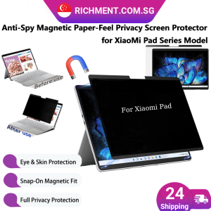 【✅SG Brand】RICHMENT Magnetic Privacy Screen Protector for Xiaomi Pad 8/ 8 Pro Detachable Anti-Spy Matte Film Anti-Glare Eye Protection Reusable Washable Paperfeel Writing Drawing Sensitive Touch Tablet Screen Guard