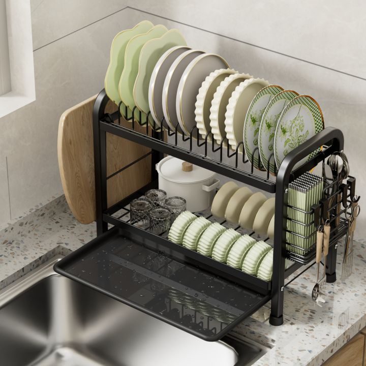 2-Layer%20Dish%20Rack%20Kitchen%20Dish%20Storage%20Rack%20Black%20Kitchen%20Utensil%20Rack%20With%20Pull%20Drain%20Tray%20Kitchen%20Organizer%20-%20Image%203