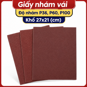 3 Giấy nhám vải số 1 2 3 P36 P60 P100 27x21cm giấy ráp chà gỗ kim loại tường nhựa