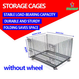 Storage Cage Foldable Wire Mesh Container Heavy Duty Hot Dipped Galvanized Wire Cage with Wheels and Without Wheels