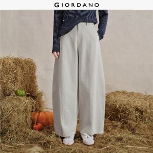 Giordano Women Seam detail wide leg barrel pants Free Shipping 18416106