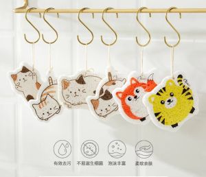 📣Cartoon Compressed Wood Pulp Magic Dishwashing Sponge Household Kitchen Rag Towel Roll