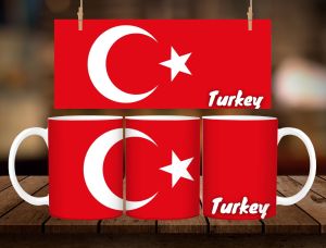 * 1 PC MUG WITH BOX * TURKEY FLAG MUG DESIGN 11oz with BOX SOUVINER MUG