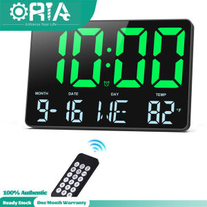 ORIA Large Display Digital Wall Clock W/ Remote Control 11.5 Inch LED Alarm Clock W/ Date Temperature Adjustable Brightness for Living RoomBedroom Office Gym
