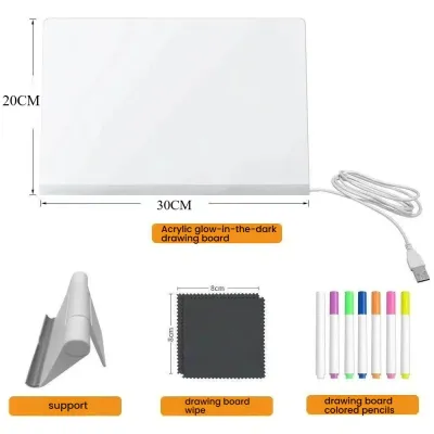 LED Luminous Drawing Board magical lightboard Acrylic Erasable Writing DIY toy USB charging