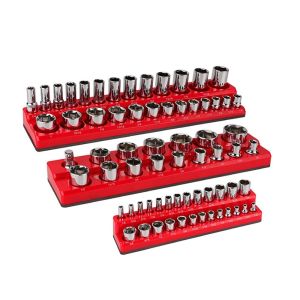 USEFUL TOOL 3Psc Professional ic Socket Organizer Set Attaches To Metal Wall 1/4" 3/8" 1/2" Drive ic Socket Holder Kit Organizer Tool Box Standard Size and Deep ic Socket Trays ic Socket