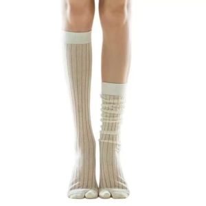 3 Pairs Womens Summer Thin Split Toe Calf Socks Mesh Two-Finger Clogs Sock Long Solid Color Cotton Tabi Socks Japanese Fashions2026