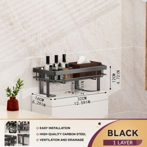 3-Layer Stainless Steel Toilet Shelf Bathroom Shelf Shampoo Holder Above The Toilet No Drilling Required