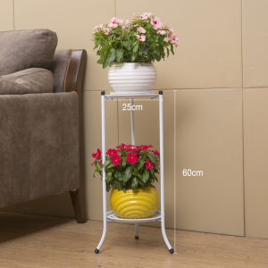 Iron 2-Layer Plant Stand Balcony Flower Pot 50/60cm Indoor & Outdoor Classic Style Pendirian Bunga Besi Tempa