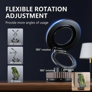 【狂抖不晃】真空吸附车载磁吸手机支架 Car magnetic cell phone holder dashboard suction cup holder Dashboard Navigation Stand No-Slip Phone Holder Heavy Duty Metal Mount Car Phone Holder 360° Rotation Anti-Shake Universal Fit