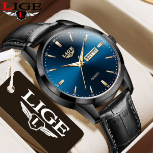 LIGE Luxury Men Watches Couple Watch Women Original Casual Waterproof Leather Luminous Quartz Watch+