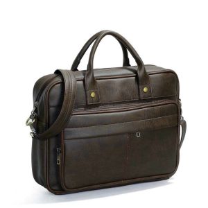 Cặp da công sở trời trang Depvashock đựng vừa laptop 15 inch có dây da đeo kèm