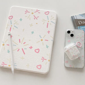 เคสiPadหมุน 360° Gen9 10.2 Air5 10.9 fireworks ช่องใส่ปากกาขวา Acrylic เคส ipad Pro11 2021 gen10 gen8 10.2 air6 mini7 Air7 Gen11