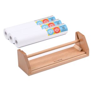 MEEDEN Paper Roll Dispenser with 3 Paper Rolls (12" x 75ft) - Beech Wood Kids Easel Wooden Tabletop Easel for Kids Art Supplies Toddler Doodle Drawing Art Craft
