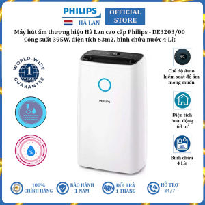 Máy hút ẩm Philips DE3203/00 công suất 395W dung tích bình chứa nước 4 Lít diện tích sử dụng 63m2 - Hàng Chính Hãng