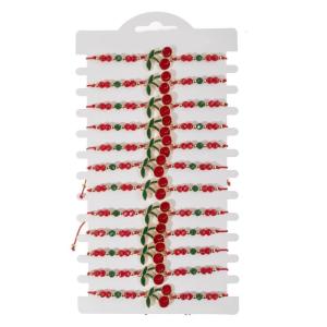 Set of 12 Vibranting Cherrys Designs Braided Crystals Bead Bracelets Adjustable Wristbands for All Ages