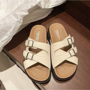 Womens Fashion Double Cross Strap Lighweight Slipper 2406#