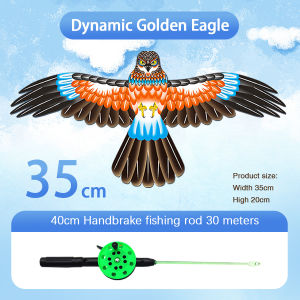 Children Kids Flying Kite Toy Outdoor Sport Cartoon Parrot Butterfly Eagle Kite + Hand Brake Fishing Rod Toys 钓鱼竿小风筝