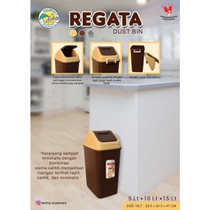 Keranjang sampah / tempat sampah rotan / Tong sampah Merek CLUB motif rotan 15 L injak