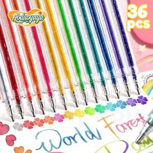 Aoduoyaya 24/36 Colors Glitter Pen DIY Fluorescent Pen Painting Writing Gel Pen Shining Graffiti Pen Kids Gift
