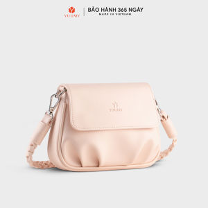 Túi Yuumy (Thời trang nữ xếp nhún phối nắp gập size 20 - Túi đeo chéo da Seasand YN260)