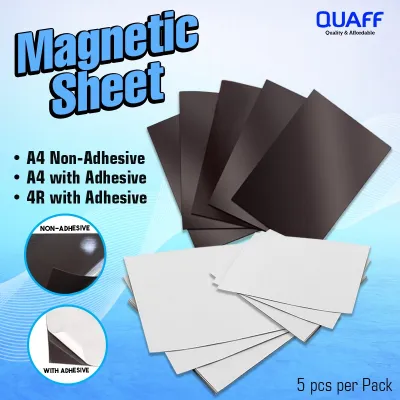 Quaff 5 Sheets Magnetic Sheet A4 Size 4r Plain And With Adhesive For Diy Ref Magnet