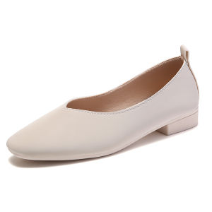 รองเท้าผู้หญิงตื้นปากหนังรองเท้าหญิงเดี่ยวเกาหลีรองเท้าหนังลำลองขี้เกียจลื่นบน