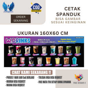 Cetak Spanduk Banner BOBA WDRINK Costom Desain