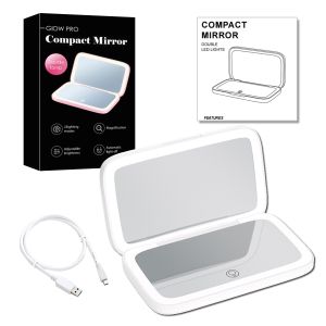 Mini Portable Folding Makeup Mirror With Led Lights 5X Magnifying Compact Pocket Travel Aesthetic Vanity Mirrors Make Up Tools