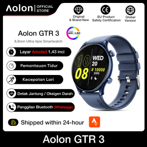 Aolon GTR3 Smartwatch AOD 8.8mm Ultra tipis 46mm Amoled WA Call Pace IP68 tahan air 110+ Sport models Pemantauan tekanan oksigen darah detak jantung jam tangan pria wanita terbaru 2025