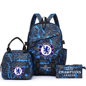 Champions League backpacks Manchester United Manchester City Chelsea backpacks Barcelona mens and womens large-capacity football bags backpacks for primary and secondary school students
