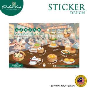 Sticker Design Hong Kong Traditional Dim Sum Yum Cha Concept (BUY 10 FREE 1) Waterproof Sticker