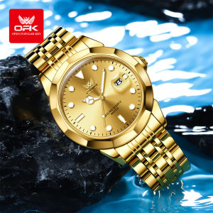 OPK Đồng hồ cho nam không thấm nước 2024 ban đầu với hộp đồng hồ vàng thời trang Dây đeo không gỉ thạch anh lịch sáng Mens đồng hồ trên bán