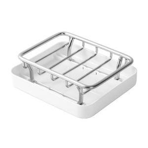 MICACOH Japanese Style Double-Layer Soap Box Rustproof Household Soap Storage Rack Convenient Stainless Steel Soap Storage Box Bathroom