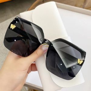 PL-MX013 Kacamata Hitam Fashion Square Style Tanpa Bingkai Kacamata In Gradien Ocean Piece Bingkai Besar