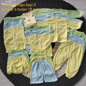 Paket hemat pakaian bayi baru lahir 18 pcs plus bonus topi kepang