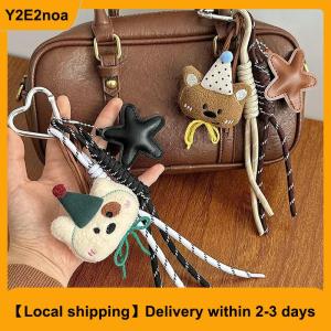 【Local shipping】 Cute Plush Bear Bag Pendant Lovely Stuffed Animal Keyring Climbing Rope Keychain For Girls Backpack Hanging Decoration