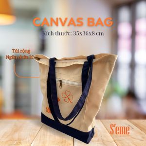 AV02K túi tote thời trang thương hiệu Seme form rộng Họa tiết cỏ ba lá đựng laptop và nhiều vật dụng cá nhân khác.
