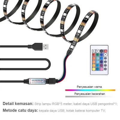 LAMPU LED STRIP 5050 RGB WATERPROOF WARNA WARNI 5V + REMOTE