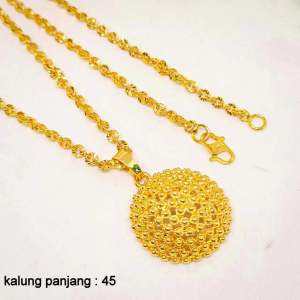 kalung xuping rantai tambang lilit set liontin love(panjang45cm)Perhiasan Dubai Lapis Emas 24K Gold Fashion Xuping