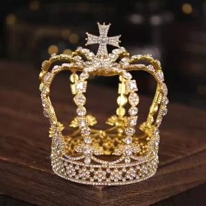Vương miện cô dâu lấp lánh vương miện cung đình toàn vòng phụ kiện đội đầu hợp kim phụ kiện tóc nam cho tiệc dạ hội và đám cưới.