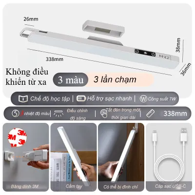 JACIRCLE Đèn bàn học led bảo vệ mắt sạc pin điều khiển từ xa cảm ứng 5 mức ánh sáng vàng ấm chống chói đọc sách làm việc