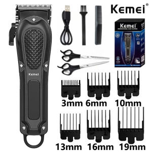 KEMEI km-1990 ปัตตาเลี่ยนไฟฟ้า แบบมืออาชีพ สําหรับผู้ชาย  เครื่องตัดผมจอแสดงผล LCD รับประกัน5ปี