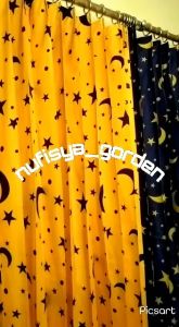 Gorden Plisket Model Korden: Gorden Plisket Jendela Pintu Kamar Motif Bulan Bintang Ukuran 100x200