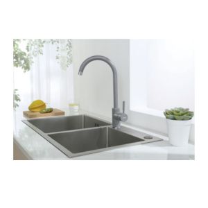 Vòi Rửa Chén Hafele HT19-GH1F270 - Đồng Mạ Màu Đá & Crom - 2 Đường Nóng/Lạnh - Thân Vòi Xoay Linh Hoạt - Bảo Hành Chính Hãng 24 Tháng